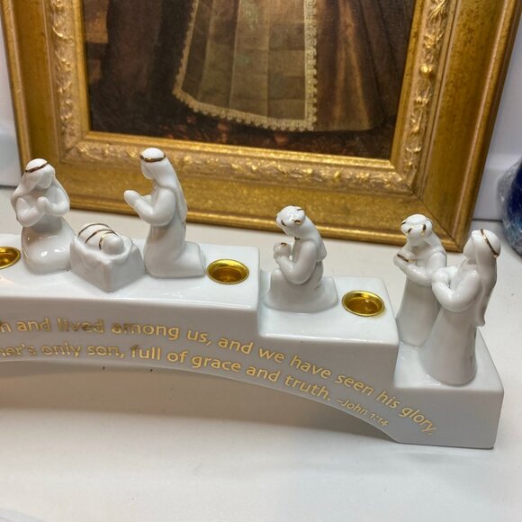 2004 Abbey Press Full Nativity Scene Candle Holder Bridge John 1:14 - Picture 3 of 11